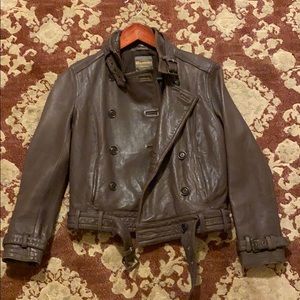 Brown genuine leather jacket